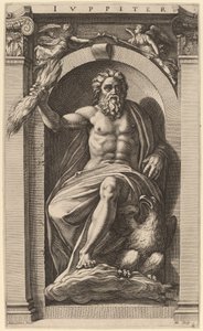 Jupiter av Hendrik Goltzius after Polidoro da Caravaggio