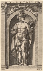 Merkur av Hendrik Goltzius after Polidoro da Caravaggio