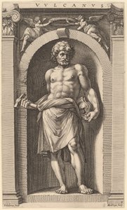 Vulkan av Hendrik Goltzius after Polidoro da Caravaggio