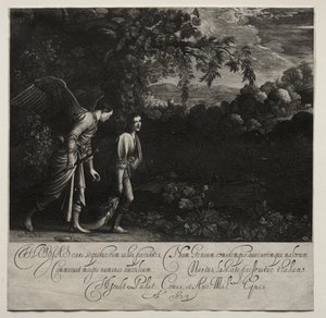 Tobias og engelen (stor tallerken)