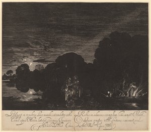 Flykten til Egypt av Hendrik Goudt after Adam Elsheimer