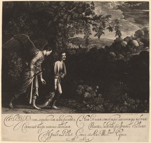 Tobias og engelen (Den store Tobias) av Hendrik Goudt after Adam Elsheimer