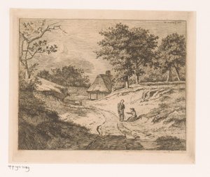 Landskap med en person som viser vei til en annen av Hendrik Jozef Franciscus van der Poorten