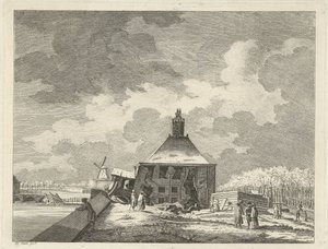Sagging Muiderpoort, sett fra redutten, 1769 av Hendrik Keun