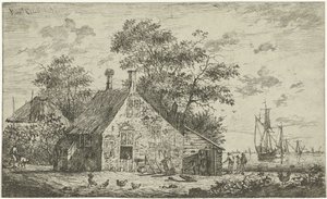 Gård ved en elv av Hendrik Kobell
