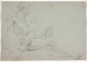 Mannlig modellstudie, sittende av Hendrik Krock