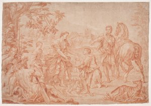 Romulus og Remus (Livy 1, 4). Studie etter Carlo Marattis maleri i Sanssouci, Potsdam (udf. 1692 for Niccolo Maria Pallavicini) av Hendrik Krock