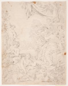 Sølvalderen. Studie etter Pietro da Cortona-komposisjon i Sala della Stufa, Palazzo Pitti, Firenze av Hendrik Krock