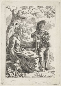 Mann og kvinne ved et tre av Hendrik Kuipers