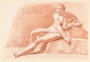 Sittende naken mann, sett forfra (3. premie 1779) av Hendrik Louw