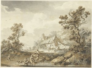 Gård med voksende kvinner i forgrunnen av Hendrik Meijer
