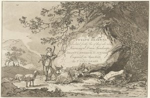 Herderin in een landschap Tolv design beregnet for bruk av de som lærer å tegne landskap (serietittel på objekt) av Hendrik Meijer
