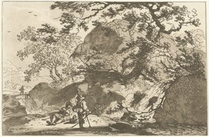 Landschap met een visser en een rustende mann Tolv design beregnet for bruk av de som lærer å tegne landskap (serietittel) av Hendrik Meijer