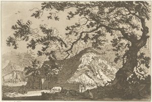 Landschap met twee boerderijen Tolv design beregnet for bruk av de som lærer å tegne landskap (serietittel) av Hendrik Meijer