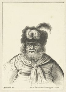 Sittende mann med pelslue av Hendrik Nieuwenhuysen