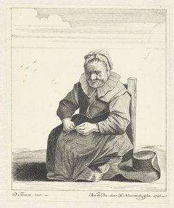Sittende gammel kvinne med rosenkrans av Hendrik Nieuwenhuysen