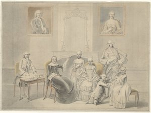 Barna til Pieter Cornelis Hasselaer og Clara Wendela Sautijn, hvis portretter henger på veggen, med deres bestemor Wendela Eleonora Reael