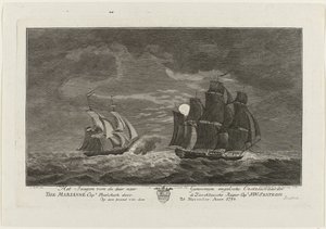 Sextroh Hunts on the Marianne, 1782 Jakten på den engelske østersjøfareren der til genomer Marianne Capt. Philskerk av Zierikzeesche Kaper Capt. J:W:Sextroh Om kvelden 20. november Anno 1782 (tittel på objekt)