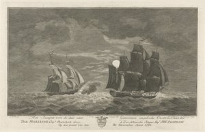 Sextroh Hunting on the Marianne, 1782 Jakten på det tatt engelske Østersjøfartøyet Marianne Capt. Phielskerk av Zierikzeesche Kaper Capt. J:W:Sextroh Om kvelden den 20. november Anno 1782 (tittel på objekt)
