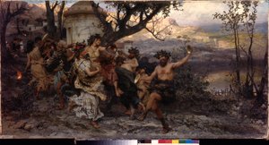 Bacchanalia. Maleri av Henryk Siemiradzki (1843-1902), olje på lerret, ca. 1890. Polsk kunst av Henryk Siemiradzki