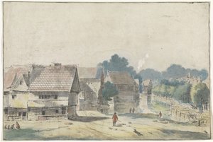 Utsikt over en landsby med bindingsverkshus