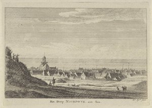 Utsikt over Noordwijk aan Zee Landsbyen Noordwijk aan Zee (tittel på objekt) av Hendrik Spilman