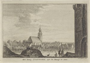 Utsikt over Oostvoorne Dorp Oostvoorn, sett fra Burgt (tittel på objekt) av Hendrik Spilman