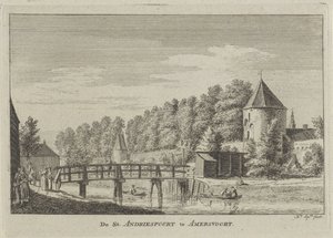 Utsikt over Sint Andriespoort i Amersfoort St. Andriespoort i Amersvoort (tittel på objekt) av Hendrik Spilman