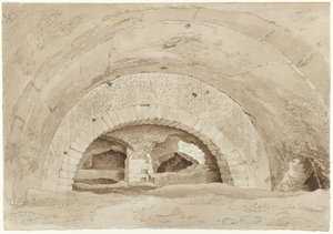 Såkalte Stables of Maecenas i Tivoli Hvelv av en romersk ruin av Hendrik Voogd