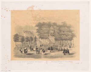 Utsikt over Plein i Haag med statue av Willem I Utsikt over statuen av William I på torget (tittel på objekt)