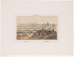 Wedren i Scheveningen 3. august 1846. Wedren, Bane (tittel på objekt) Herinnering aan Scheveningen (serietittel) av Hendrik Wilhelmus Last