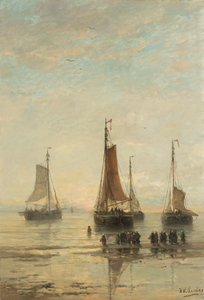 Bluff-buede Scheveningen-båter ved anker