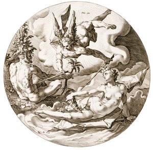 Dag III, The Separation of the Waters, fra serien The Six Days of Creation, 1589 av Hendrik after Goltzius