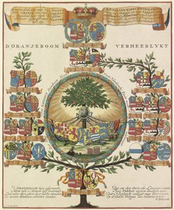 Familietre til House of Orange-Nassau d'Oranjeboom verheerlykt (tittel på objekt) av Hendrik de Leth