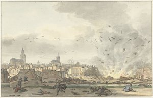 Eksplosjonen av Kruithuis i Delft, 12. oktober 1654 av Hendrik de Winter (signed by artist)