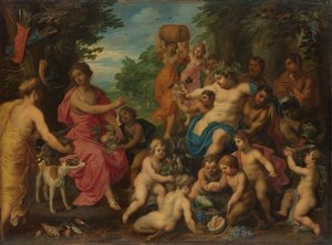 Diana tilbød vin og frukt av Bacchus og hans følge av Hendrik van Balen (I)