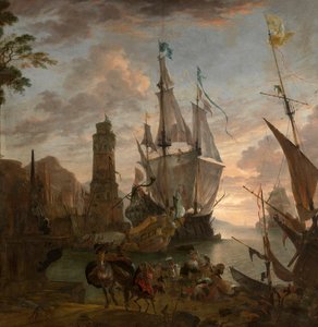 Oriental Seaport (olje på lerret)