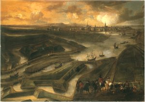 Utsikt over Oostende (olje på lerret)