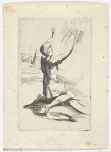 Knielende David Hefte med forskjellige figurer designet av Fran. parmensis et bevart i Arondelyna-samlingen, 1638 (serietittel) av Hendrik van der Borcht (II)