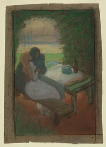 Elskere i en arbor av Henri-Gabriel Ibels