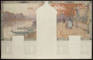 Skizze für das Rathaus von Asnières: Herbst, die Seine bei Asnières, ca. 1900 von Henri-Gaston Darien