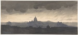 Peterskirken sett fra Pincio, Roma av Henri-Joseph Harpignies