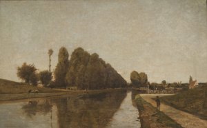 Briare-kanalen (olje på lerret) av Henri Joseph Harpignies
