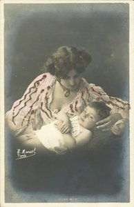 Barn med moren sin (fargebilde) av Henri (after) Manuel