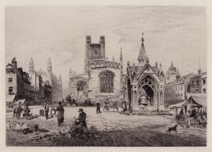 Cambridge: Market Hill (etsing)