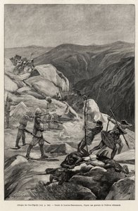 Oua-Elgedjo angrep. Gravering av Laurent Desrousseaux for å illustrere historien "" Au secours d