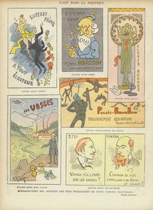 Forestilte franske valgplakater, illustrasjon for Le Rire