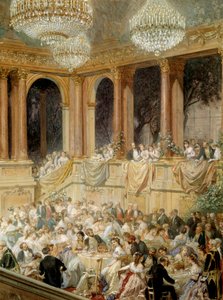 Resepsjonen gir til tuileriene av Napoleon III. Akvarell av Henri Baron (1816-1885)