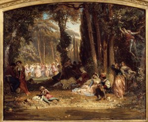 Vårfest i Toscana. Maleri av Henri Baron (1816-1885)