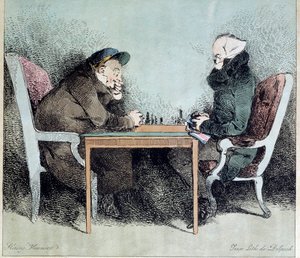 Sjakkspillere Gravering av Henry Monnier (1805-1877) av Henri Bonaventure Monnier